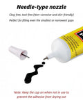 Image of Waterproof Flexible Repair Adhesive Glue For Phone Screens And Electronics, 50 ml tube with needle-type nozzle and black adhesive