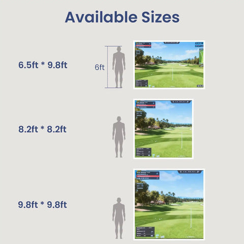 Golf Simulator Impact Screen with Triple Layer 3D Air Mesh for HD Visuals Indoor and Outdoor Practice Sizes Chart