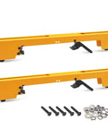 2 Pack Miter Saw Mounting Brackets For DMS01A DMS03A And PM7002 Stand, yellow tool mounts shown with screws and washers