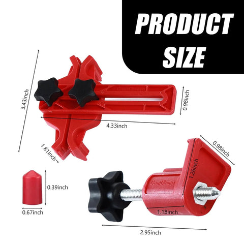 Red icykale 9-piece car camshaft locking tool kit; front and side views show dual clamps and screw.