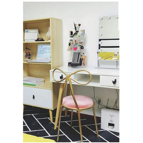 Vanity setup with Cat Shaped Drawer Pulls 2 Pack Matte Black Iron Cabinet Handles visible on the white drawer.
