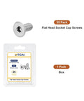 M5 0.8 X 12mm Flat Head Socket Cap Screws Set, 25 Pack, 304 Stainless Steel Countersunk Hex Socket Bolts in package