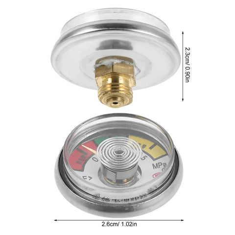 10 Pack Must Have Fire Extinguisher Pressure Gauge Dial Replacements For Water Extinguishers, Easy Read 1-35kg Gauge, Safety Spare Parts For Home And Office Maintenance, Quick Inspection, Durable Fit, brass and clear plastic gauge 2.6cm