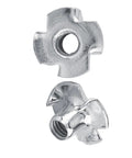 Four Pronged Tee Nuts M4 Zinc Plated Carbon Steel For Woodworking And Furniture, Anti Rotation T Nuts With Self Locking Prongs, Easy Install