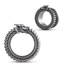 Dope Dragon Steel Ear Gauges 00G 10mm With Screw Back Stainless Steel Ear Tunnels Silver Tone With Diamond Accent in gift box