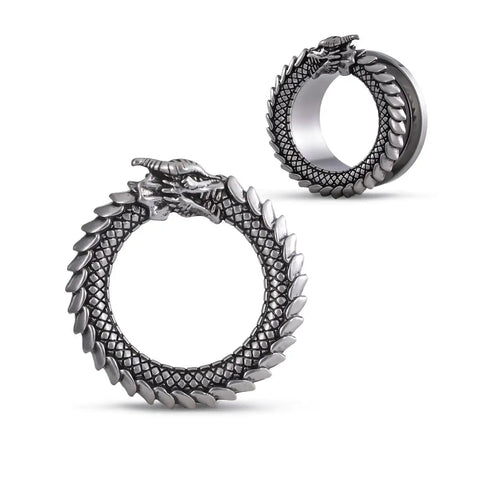 Dope Dragon Steel Ear Gauges 00G 10mm With Screw Back Stainless Steel Ear Tunnels Silver Tone With Diamond Accent in gift box