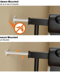 Comparison of hardware and pressure mounting methods for Extra Wide Baby Gate and Dog Gate for Large Openings, Black Metal Tension Mount Indoor Safety Gate, Adjustable Width 67 to 71.5 Inches, 30 Inch Tall with Walk Through 19.6 Inch Swing Door, Pressure Mounted for Stairs and Doorways