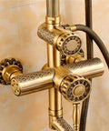 UMJIGF Antique Bronze Shower System with Hot and Cold Water Wall Mounted Shower Faucet Set detail of faucet controls and design