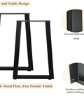 Industrial Metal Table Legs 28 Inch High By 18 Inch Wide With 5cm Thick Square Tubing Rustic Style Dining And Desk Feet