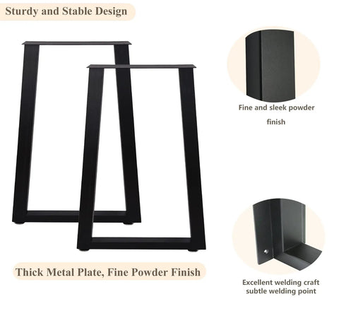 Industrial Metal Table Legs 28 Inch High By 18 Inch Wide With 5cm Thick Square Tubing Rustic Style Dining And Desk Feet