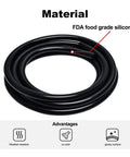 Coiled black Silicone Vacuum Tubing Hose For Car Buffs And DIYers One Quarter Inch ID 6mm Black 10 Ft Long FDA Food Grade High Temp.