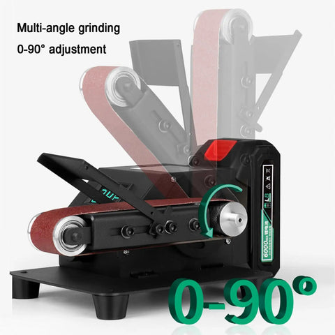 350W Electric Belt Sharpener With Adjustable 90 Degree Angle And Max Speed Of 10000 Rpm showing multi-angle grinding capability.