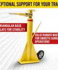 Tough As Nails 2 Pack Semi Trailer Stabilizing Jacks featuring solid rubber wheels and a triangular base for stability.
