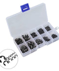 580 Piece E Type Retaining Ring Set With Black Carbon Steel External Snap Rings 1.5mm To 10mm Range In Industrial Fastener Storage Box