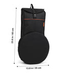 Road Ready Portable Dumb Drum Bag For Silent Practice Pad Storage In Slick Oxford Fabric, 23.6 in x 13.8 in, black, waterproof.