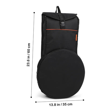 Road Ready Portable Dumb Drum Bag For Silent Practice Pad Storage In Slick Oxford Fabric, 23.6 in x 13.8 in, black, waterproof.