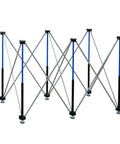 Six-Leg Portable Folding Workstand, Heavy Duty Foldable Workbench Built to Haul Up to 2425 Lbs, shown unfolded and empty.