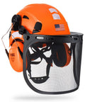 3 In 1 Arborist Safety Helmet With Mesh Face Shield And Removable Ear Muffs For Chainsaw Work, Adjustable ABS Hard Hat, 25 DB NRR