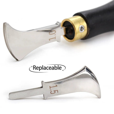 Leather Edge Creaser Set With Stainless Steel Tips 1.0mm 1.5mm And Wood Handle for leatherwork detailing