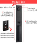 Iron Black Front Double Door Handleset With Keyed Entry And Dummy Set, Matte Black Finish, product size dimensions display