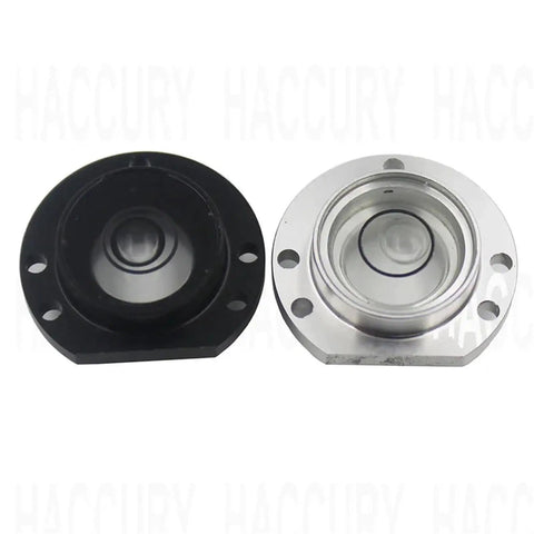 Metal Spirit Bubble Level Digital Level Repair Part Bullseye Bead(Black) shown side by side with a silver level base.