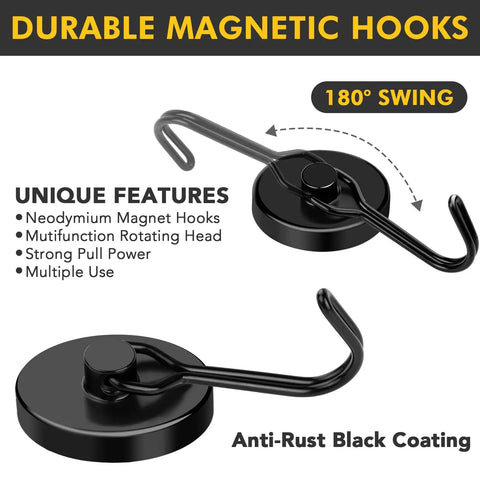 Heavy Duty Magnetic Hooks 120Lb Capacity With 180 Degree Swivel Rotating Design Neodymium Hook Magnets For Hanging In Home Office Garage