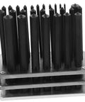 Essential Cylindrical Punch Set For Woodworking And Metalworking displayed upright with black steel punches