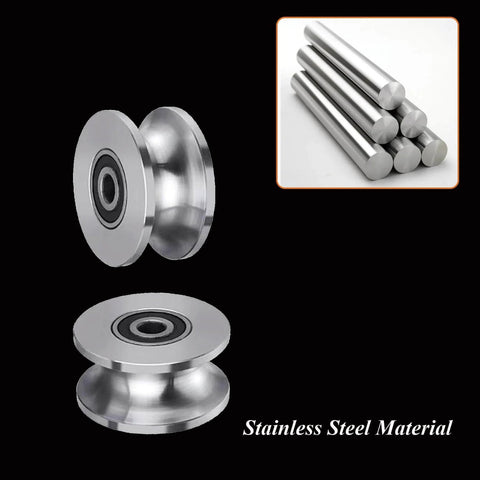 Stainless Steel U Groove Gate Roller Kit For Barn Doors Beefed Up Heavy Duty Cable Pulley Block With Bearing