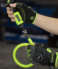Hands holding Ball Swivel End Air Hose With Three Eighth Inch By Six Foot Length, lightweight hybrid polymer, kink-free