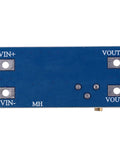 DC To DC Boost Converter Module With Adjustable Output 2V To 28V, 2 Amp High Efficiency Power Supply For Battery Projects And DIY Gadgets, Solar And Camping Gear, Tiny 36 By 17 By 14 Mm, blue PCB underside