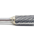 1/2 Inch SA-5 Solid Carbide Cylinder Bur Double Cut for precise deburring and shaping in metalworking, side view close-up