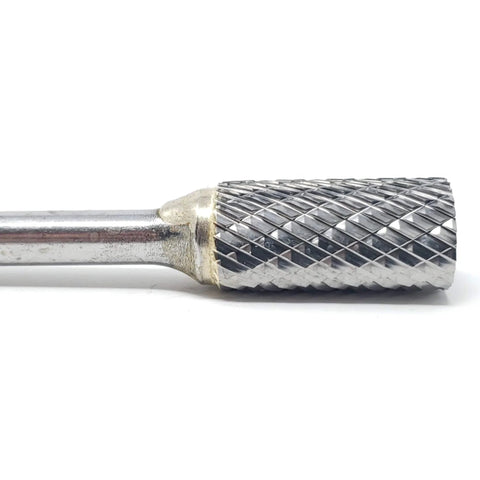 1/2 Inch SA-5 Solid Carbide Cylinder Bur Double Cut for precise deburring and shaping in metalworking, side view close-up