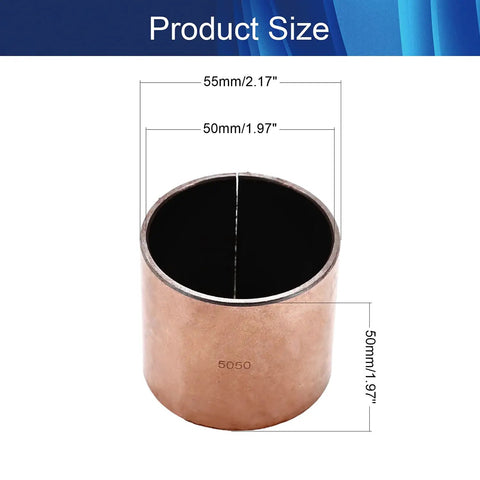 Tough As Nails 50 Mm Id X 55 Mm Od X 50 Mm L Oilless Sleeve Bearing size diagram showing dimensions in mm and inches.