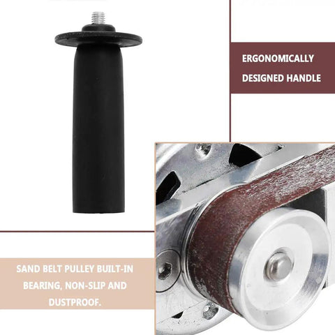 Heavy Duty Electric Belt Sander Doubles As A Handheld Angle Polisher With Knockout Copper Motor Low Vibes close-up of ergonomic handle