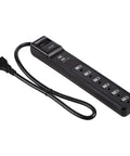 Six Outlet Surge Protector Power Strip With Two USB Ports Two Foot Cord 500 Joule Protection Black Finish 2 Pack for Desktop
