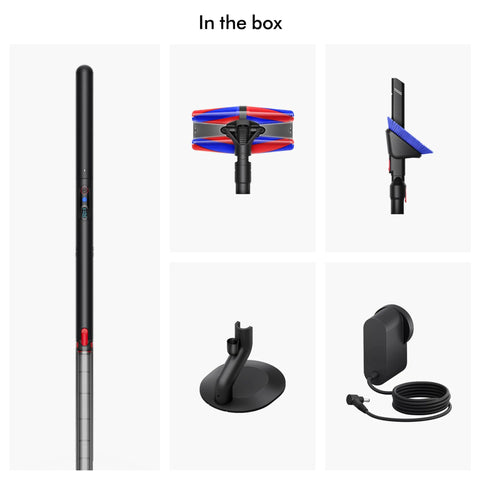 Dyson PencilVac Fluffycones cordless vacuum 6-piece set with floor head, brush, crevice tool, stand, and charger