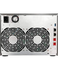 Powerhouse 10 Bay Network Attached Storage rear view showing cooling fans, ports, and power input, diskless NAS