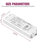 25W Triac Dimmable LED Driver Power Supply 120V AC to 24V DC Transformer, dimensions 6.1 x 2.1 x 0.8 inches.