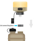 Diagram showing USB Powered Camping Lantern For Elecom Nestout with USB connection and special piece for setup.
