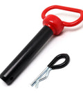 Beefy Heavy Duty Trailer Hitch Pin And Clip Set Seven Eighths By Four And A Half Inch Two Pack Red Handle Solid Steel With Black Coating Rust Resistant For Towing RV Boat Car Truck Gate And Tractor Pins, black pin and clip