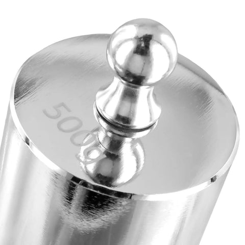 Close-up of 500g chrome-plated weight from Pro Grade Calibration Weight Set for Digital Balances and Jewelry Scales, 2000g Total