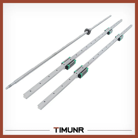 Complete HGR20 Linear Rail And SFU1605 Ballscrew Kit for CNC, includes 1200mm rails and ballscrew, shown on white background.