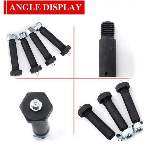 Heavy Duty Greaseable Trailer Axle Spring Shackle Bolts With Knurled Shoulders And Lock Nuts, 9 By 16 Inch X 3 Inch Fits 2K To 7K Lb Trailers, 14 Pack showing bolts with black rubber sleeves.