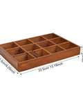 All Natural Wood Sorting Tray With Multi Grid Compartments For Jewelry Beads Craft Supplies Game Pieces And Small Parts Desktop Organizer In Brown Boss Level DIY Friendly Home Office Storage displaying size measurements