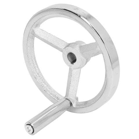 Lathe Handwheel 160mm Rotary Chrome Plated Cast Iron Round Wheel With Removable Handle 16mm Bore Built Tough For Quick Machine Setup