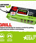 Front view of Crocodile Cloth Grill cleaning wipes package, 80 wipes, plant-based with aloe and vitamin E.