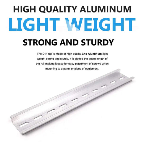 Set Of 20 Slotted Aluminum DIN Rail Pieces RoHS Compliant 7.5 Inch Long 35mm Wide 7.5mm High Heavy Duty Modular Electric Rail