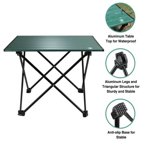 Ultralight Aluminum Camping Side Table With Carry Bag, Portable Beach Table with waterproof top and sturdy legs