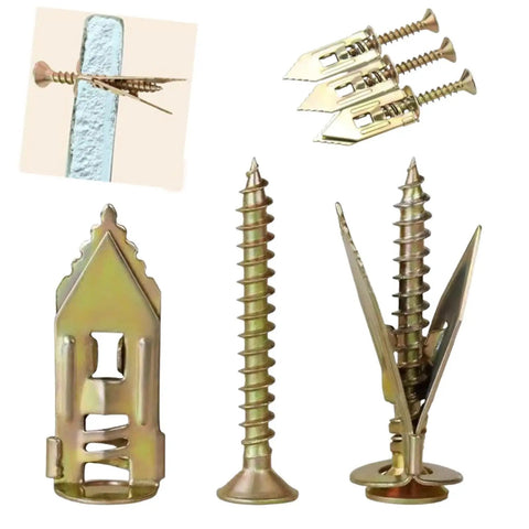 DIY Friendly Self Drilling Drywall Anchor Kit 30 And 50 Piece Set Zinc Coated Metal Expansion Anchors For Quick Secure Picture Frame Hangs On Interior Walls, set of zinc-coated metal drywall anchors