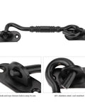 WUUWCHODC Gate Hook and Latch Closure for Cabinet Window Door, black-coated 201 stainless steel, easy-use hook and eye lock.